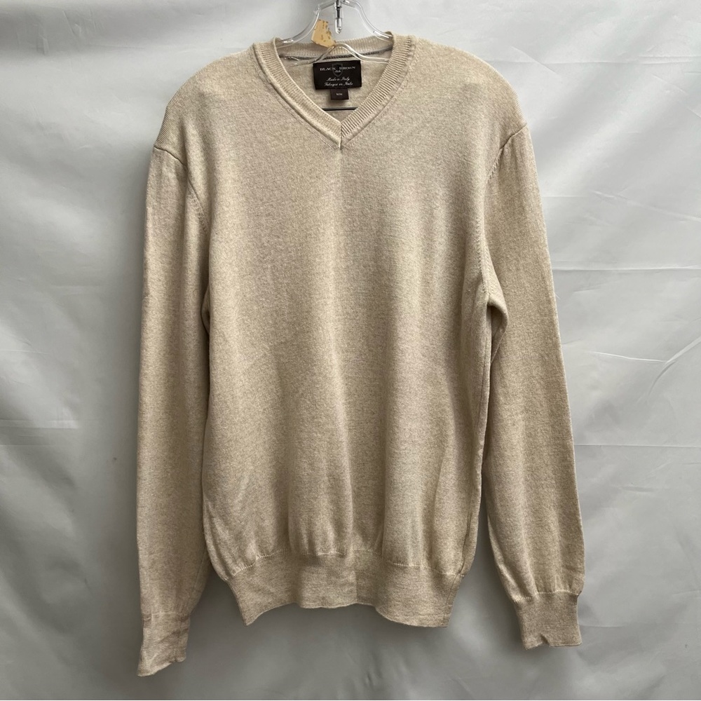 Black Brown 1826 - size m - tan 100% merino Wool V neck Sweater Italy NWOT